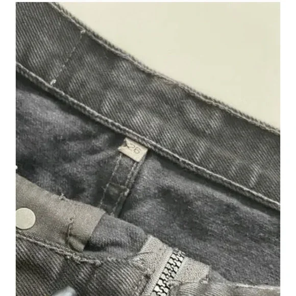 Carmar Skirt Womens 26 Black Denim High Rise Frayed Hem Side Stripe Zip Mini - Picture 5 of 7